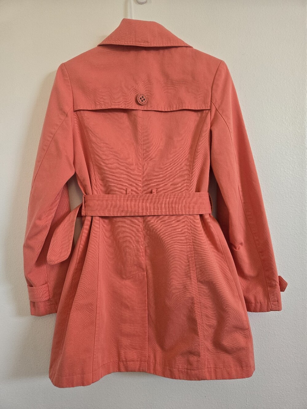 Merona Coral Double-Breasted Trench Coat with Belt - Picture 2 of 9